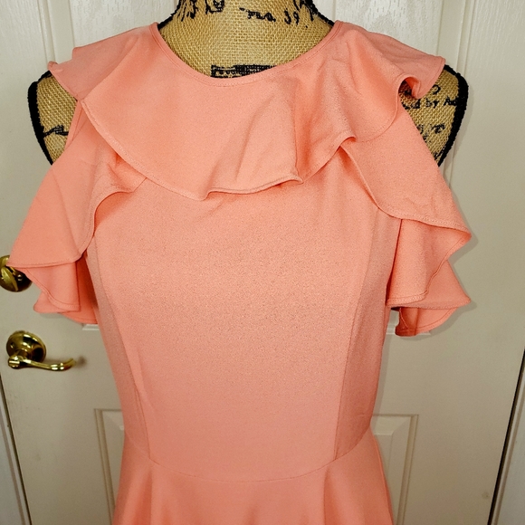 NICOLE MILLER STUDIO Ruffle Cold Shoulder Dress  - Picture 5 of 10